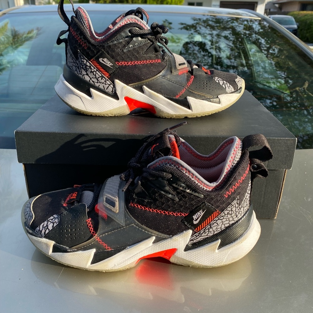 Nike Jordan Why Not Zero.3 Sneakers Black Cement Size 6.5Y CD5804-006